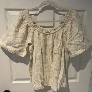Maurices Cream Gauzy Peasant Top